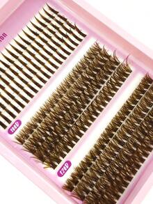New 40pcs-120pcs Brown Natural Curly Cluster False Eyelashes, 240 Clusters Realistic Long & Fine Lashes - View 6