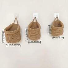 1PC Macrame Handwoven Kitchen Hanging Storage Basket | Wall-Mounted Fruit And Vegetable Mesh Bag, Polyester, Boho Style - View 7