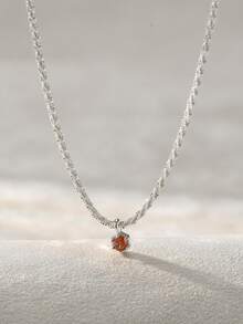 1件石榴石红色五角形锆石项链，独特闪亮的石榴石红色五角形锆石项链，优雅闪亮的锁骨链 - 銀色 - 查看 6