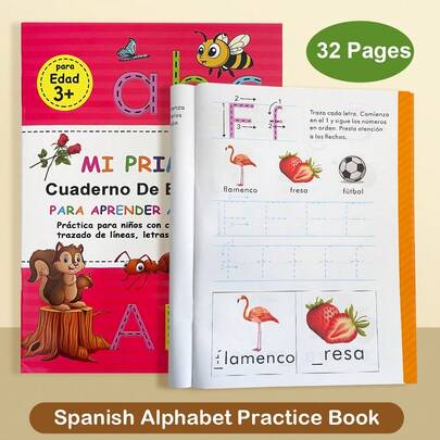 Lachilly Spanish Alphabet Tracing Workbook, Reading And Writing Exercise Worksheets, Handwriting & Letter Formation Practice In Spanish, Interactive Learning Supplies For Teachers And Students, Home School Classroom Resources Educational Toys