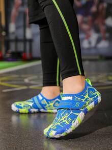 1 Pair Boys/Children's Water Shoes, Outdoor Summer Casual Shoes With Hook And Loop - Royal Blue - View 5