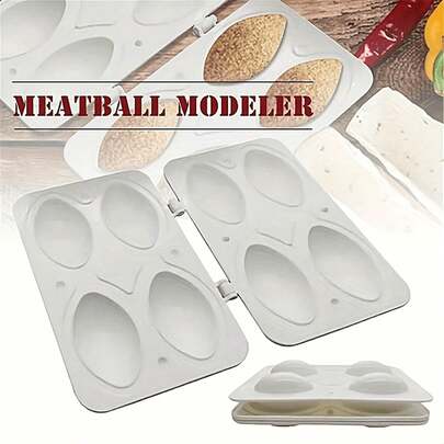 4-Cavity Plastic Meatball Mold - Meatball Making Pressing Mold, Cooking Decorating Tool, Suitable For Making Stuffed Meatballs, Spring Rolls, Desserts - Food Contact Material