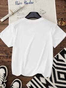 Disney Women's Casual Daily 100% Cotton Short Sleeve T-Shirt, With Heart And Mickey Mouse Hands-On-Face Pattern Print, Sweet Girlish Style, Gentle And Age-Reducing. Suitable For Students' Daily Wear, Disney-Themed Trips, Dating, And Casual Shopping. Summer Clothing, Mickey Mouse Pattern Printed T-Shirt, Is A Popular Item For Best Friend Outfits, Couple Outfits, Or Sweet Style Daily Wear. - White - View 3