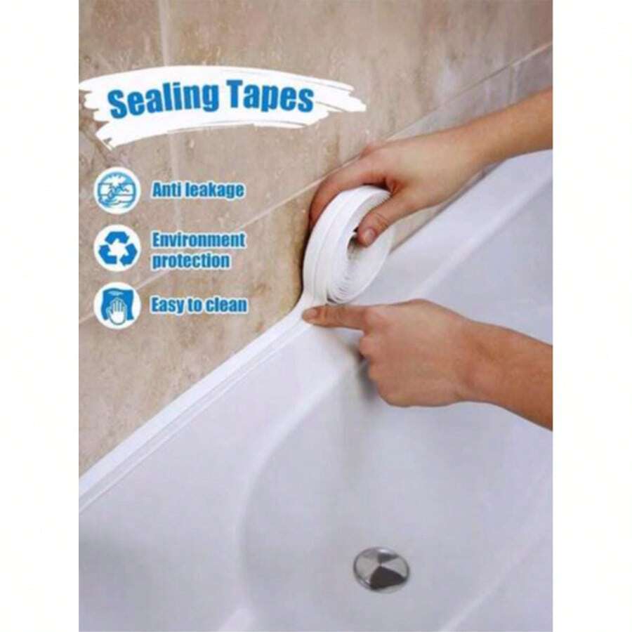 1 Roll Of Waterproof White PVC Self-Adhesive Tape – Ideal For Kitchen Countertops, Sinks, Bathtubs, Toilets, Floors, And Wall Edge Protection. Used For Home Bathroom Decoration, Mold-Proof Sealing, Gap Filling, Weather-Resistant, Non-Slip, Easy To Install, And Long-Lasting – Super Strong Adhesion