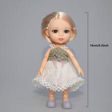 AKODEERD 16厘米精致时尚小娃娃，身穿可爱连衣裙，关节可动，送给朋友的礼物 - 整個娃娃 - 查看 3