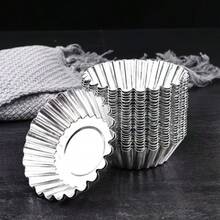 5/10/20/30 Egg Tart Molds, Reusable Pie Molds, Suitable For Muffins, Cupcakes, Puddings, Non-Stick, Baking Custard Dishes, Baking Tools, Cake Carriers, Tart Molds. - Silver - View 5