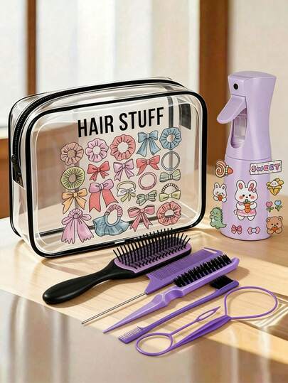 5/9 piezas Bolsa de almacenamiento transparente con puntos, bolsa de cosméticos y herramienta de peine, bolsa de almacenamiento para viajes, adecuada como regalo de cumpleaños, bolsa de cosméticos de viaje de moda, adecuada para viajes, playa, baño, dormitorio, gran capacidad.