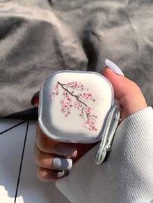 花朵保护壳适用于 Galaxy Buds Pro/Buds FE/Buds Live/Buds 2 无线蓝牙耳机，透明花朵图案 - 粉色 - 查看 10