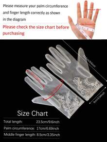 1 Pair White Floral Embroidered Bridal Gloves For Wedding Valentine's Day,For Summer Dress Autumn Accessories - White - View 2