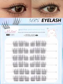 36片免胶偶像假睫毛，大容量！免胶自粘式下垂偶像假睫毛，单簇无需胶水，新手友好型假睫毛 - C - 查看 2