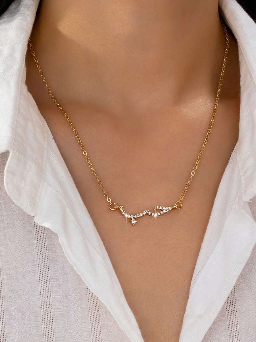 1件时尚优雅简约符号吊坠项链，百搭日常佩戴，女士礼物 - 金黃色 - 查看 1