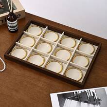 1pc Walnut Wood Jewelry Tray, Large Capacity Multi-Function Jewelry Display Stand For Necklaces, Rings, Earrings, Bracelets - Walnut Wood Inner Tray - View 13