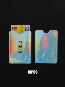10/1 pieza Titular de tarjeta con bloqueo RFID, funda de tarjeta de identificación plateada, protección de aluminio de alta calidad con blindaje RFID, material de blindaje ligero y protector, fácil extracción de tarjetas. Adecuado para tarjetas de identificación, tarjetas bancarias, tarjetas de crédito, etc. - Multicolor - Ver 14