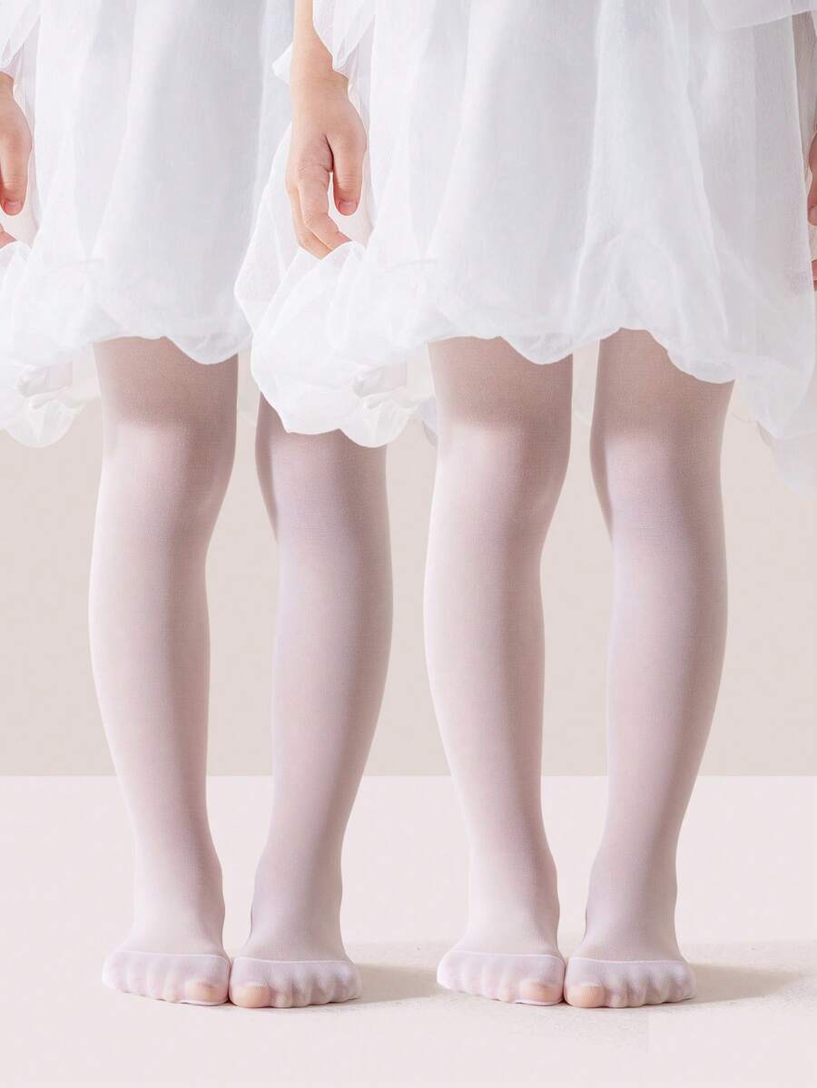 1 chiếc quần tất mỏng nhẹ, thoáng khí màu trắng dành cho bé gái, chất liệu lưới mềm mại, thân thiện với da, thích hợp mặc hàng ngày. - trắng - Xem 1