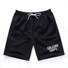 GALLERY DE-PT Letter Mesh Shorts, Unisex Athletic Casual Shorts, Quick-Drying Ice Silk, Suitable For Various Occasions Including Running, Loose-Fitting Athletic Beach Shorts. - màu đen - Xem 7