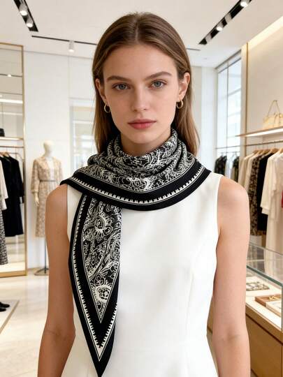 1pc Versatile Retro Cashew Flower Print Multifunctional Triangular Scarf/Shawl, Suitable For Daily, Office, And Holiday Occasions