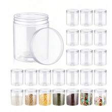 3pcs Transparent Plastic Jars With Lids, Round Containers Suitable For Slime Storage, DIY Craft Storage, Jewelry Sample Accessory Storage - Clear - View 1