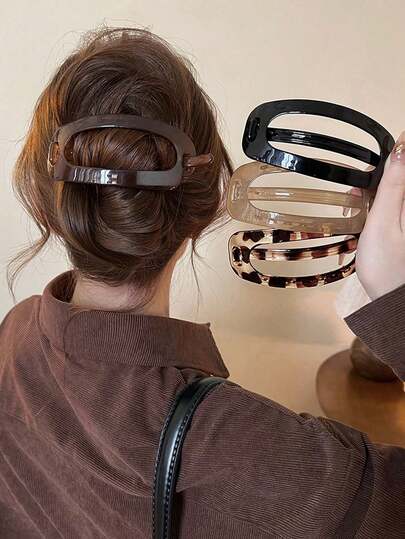 4pcs/1pc Women's 4.57in/11.6cm Large Size Bright Jelly Color Black Brown Amber Lightweight Plastic Hair Clips, Fashion Versatile High-End Elegant Simple Solid Color Hair Claws, Suitable For Daily Outing, Casual, Party, Commute, Hair Styling, Washing Face/Hair, Makeup, Outfit Matching Accessories, Hair Slide, Hair Barrettes, Head Accessories