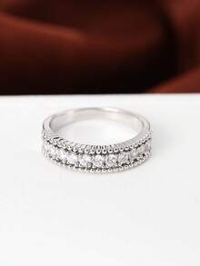 1pc Women's Wedding Ring, Fashionable Minimalist 18K Plated Copper Material, Sapphire Blue, Rose Red, Emerald Green, White Zirconia Ring, Suitable For Women's Daily Wear Jewelry - Ring - View 2