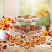 1 chiếc giá đựng bánh cupcake nhiều tầng hình vuông bằng acrylic có thể tái sử dụng, chất liệu acrylic trong suốt, khay nhiều tầng có thể tháo rời, giá trưng bày/tháp bánh cupcake nhiều tầng bằng acrylic trong suốt. - Xem 5