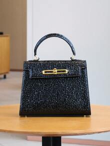 2026 New High-End Fashion Women's Elegant Palm Print Handbag, OL Commuter Versatile Work Bag, Luxury Chic Structured Small Square Bag, Versatile Commuter Stylish Shoulder/Crossbody Bag - Multicolor - View 10