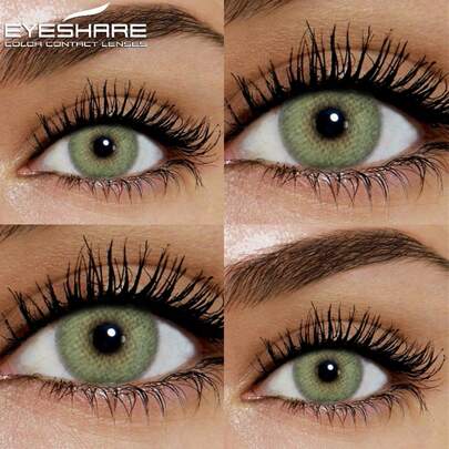  Eyeshare 1 Pair Of Color Green Soft Lenses, Yearly Disposable, Diameter Of 14.2mm, Suitable For Dates Or Daily Wear