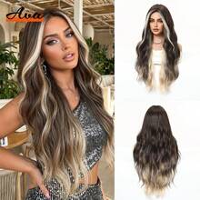 28 Inch Blonde Highlight Color Long Curly Wavy Wig With Curtain Bangs Synthetic Heat Resistant Wig With Bangs Women Wigs For Daily Wear Costume Wigs Cosplay Party Gifts Christmas Winter Fashion Wigs - Blonde Highlight - View 12