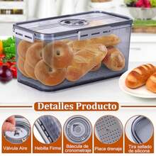 Panera hermetica grande Panera para Pan Transparente Caja Para Pan Recipiente Con Bandeja Vitrina para Pan Panera para Pan Casero Tostadas Bagel Donas Gris - Gris - Ver 2