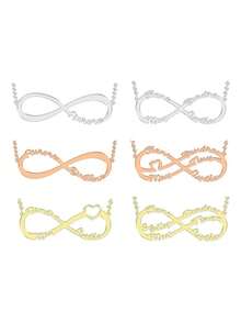 Customized Infinity Name Necklace, Personalized Family Heart Jewelry, 45cm Silver Chain, Gift For Women/Mom - Multicolor - View 3