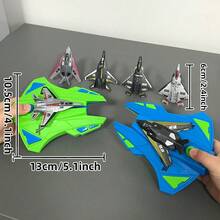 2个儿童射击玩具双人对战飞机发射器，手动蓝绿色，户外娱乐，耐用塑料，飞机玩具，男孩礼物，圣诞礼物 - 藍色 - 查看 9