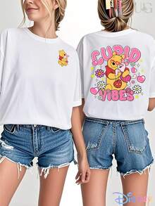 Disney Mickey & Mickey Mouse And Friends Graphic T-Shirts | Disney Officially Authorized Double-Sided Printed Women'S Short Sleeved T-Shirt, Ideal For Casual Wear In Spring And Summer, Perfect For Gifting - Blanc - Voir 1