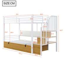 Iron Loft Bed, 90 X 200 Cm, Padded Backrest In Soft Polyurethane, Hydraulic Function, Safety Ladder, High Safety Rail, Bunk Bed, Children's Bed, White - White + MDF + Metal - View 3