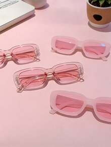 8副时尚方形镜框男女通用眼镜，百搭方形镜框，适合海滩和夏季佩戴；时尚粉色椭圆形小镜框，适合海滩、派对、摄影和日常佩戴；优雅休闲简约现代男女通用街头风眼镜，女士适用。 - 粉紅色眼鏡 - 查看 9