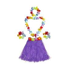 Set de 5 piezas Conjunto de disfraz de falda de hierba con de flores hawaianas, traje para celebración de festivales, actuación en el escenario, evento escolar, ensayo de baile en grupo grande (elástico), para disfraz de verano - Multicolor - Ver 12