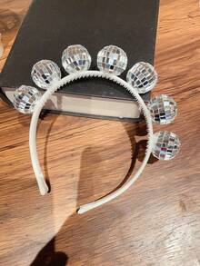 1pc Mirror Ball Headband, Disco Party Reflective Ball Headpiece - Silver - View 3