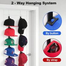 1 buah Rak Topi Baseball Dua Sisi - Dengan Kait dan Gantungan, Pengatur Topi yang Cocok untuk Pintu Kamar Tidur - View 7