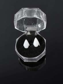 1 Pair Vampire Zombie Fake Teeth, Gag Fake Teeth Toy, Party Fangs Costume Makeup Masquerade Teeth - White - View 5