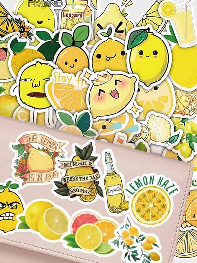 60Pcs Cute Lemon Cartoon Stickers For Journaling, Scrapbooking & Stationery Decor