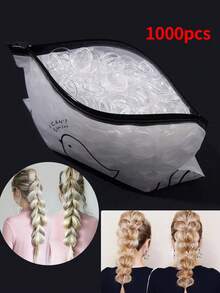 1 Pack Of 1000pcs Hair Ties, Non-Damaging Disposable Hair Bands - Clear - View 6