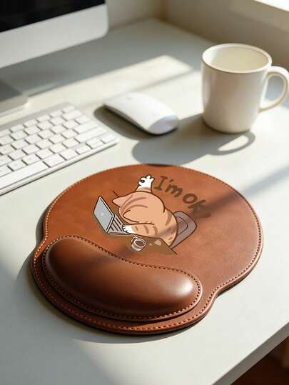 Repose-poignet pour souris, design mignon de chat au travail, conception ergonomique avec repose-poignet, matériau en faux cuir, ajustement confortable, offre un soutien du poignet en douceur, tapis de bureau d'ordinateur, tapis de clavier de bureau, protecteur de bureau, base antidérapante, convient pour le jeu, l'ordinateur, le portable, le bureau et la maison, souvenir de remise des diplômes, idéal pour le bureau et le jeu, cadeau parfait pour la Saint-Valentin et la Fête des Mères