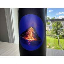 Volcanic Eruption Vinyl Sticker, With Flowing Lava Decal - Blue, Orange - View 4