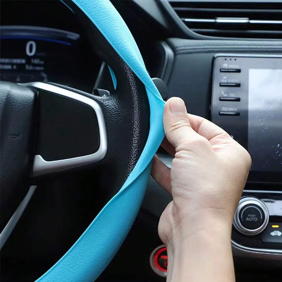 Universal Silicone Steering Wheel Cover, Elastic Anti-Slip 36-40cm, Multi-Color Car Interior Decor Accessory - Multicolor - View 1