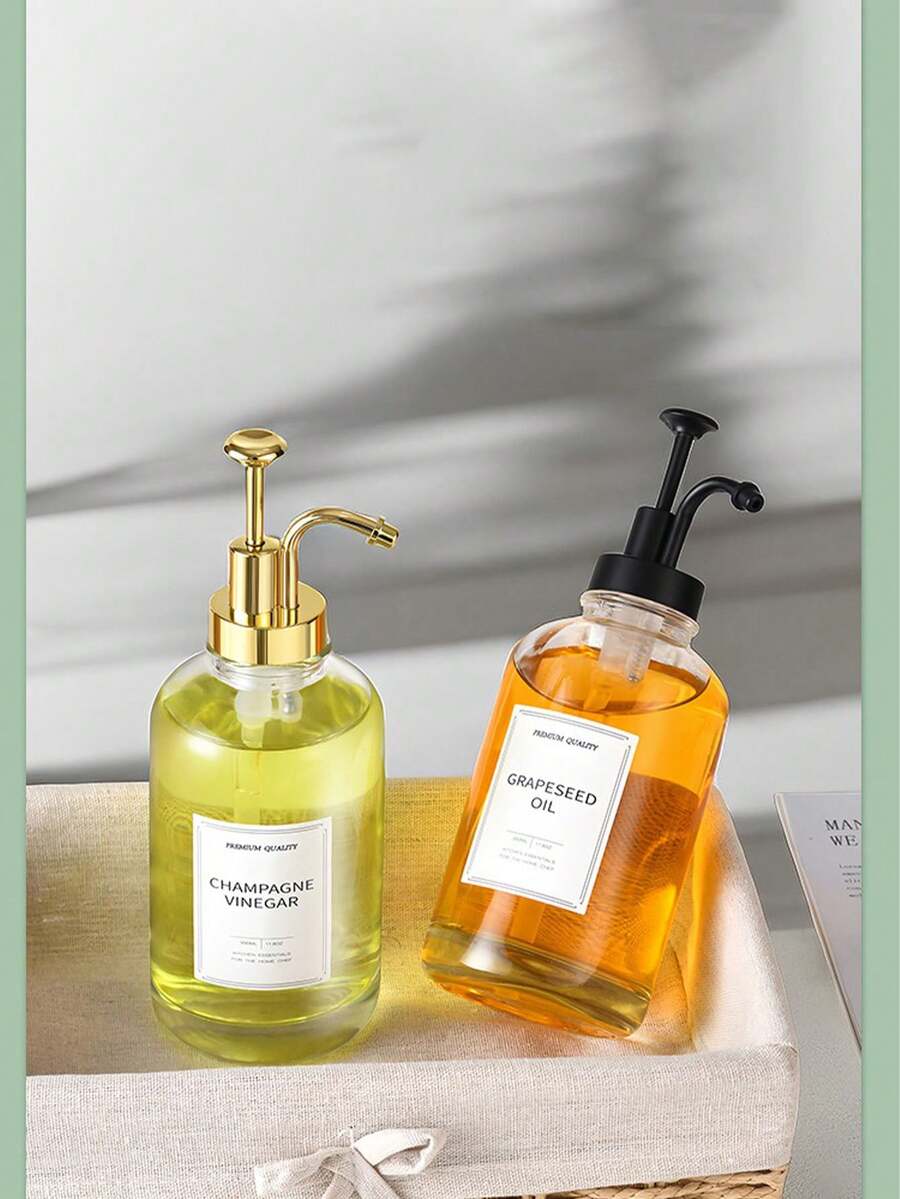 1 Piece Pressed Split Bottle Transparent Glass Empty Bottle Bathroom Shower Gel Cosmetics Bottle Hand Sanitizer Glass Split Bottle Light Luxury Transparent Hand Sanitizer Bottle Shower Gel Shampoo Press Bottle Hotel Homestay - View 1