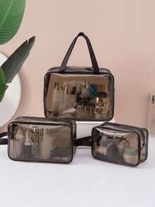 单层化妆包，旅行收纳包，化妆刷包，洗漱包，透明单层化妆包，PVC材质，手提袋，化妆品收纳包，沙滩包，旅行必备品。 - 彩色 - 查看 2