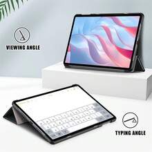 Funda protectora plegable básica de color negro sólido minimalista compatible con Honor Pad X9/X8 Pro 11.5 pulgadas, X8A 11 pulgadas, Pad9 12.1 pulgadas, 2024 MatePad SE 11 pulgadas, SE 10.4 pulgadas, T10, T10S y serie T8 Colección de regalos de primavera - Negro - Ver 6