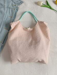 New Spring/Summer Nylon Shoulder Bag For Women, Minimalist Commuter Drawstring Closure Underarm Bag, Lightweight - Pink - View 9