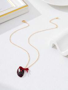 1件装时尚足球蝴蝶结锌合金吊坠项链（女士款） - 項鍊 - 查看 6