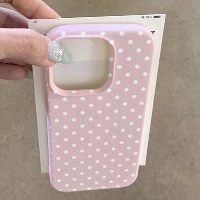 1pc Sweet Dots! Soft Leather Texture Protective Phone Case, Polka Dot Pattern, Scratch Resistant, Compatible With IPhone 13 Pro Max, 16, 11/12/13/14/15/16/16 Pro Max, 17/17 Pro/17 Pro Max