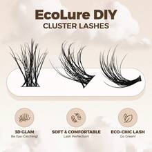 96 pièces Cils en grappe LASHVIEW 3D DIY 10-16 mm, multicouches réutilisables, doux et moelleux, convient aux débutants pour une utilisation à domicile (ML 06) - D - Voir 2