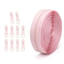 1 Set = 4.5m Zipper + 10 Zipper Pulls, 20 Colors Available, #3 Zipper Set, Matching Colored Zipper Pulls, Suitable For Clothing, Bags, Home Textiles And More - 4.5 Meters Of No. 3 Nylon Zipper + 10 Plastic Zipper Pulls - View 25
